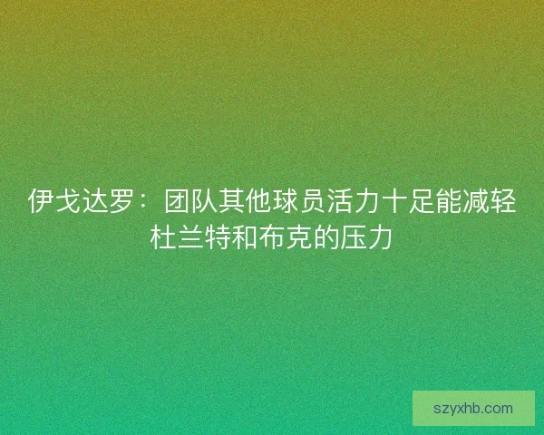 伊戈达罗：团队其他球员活力十足能减轻杜兰特和布克的压力